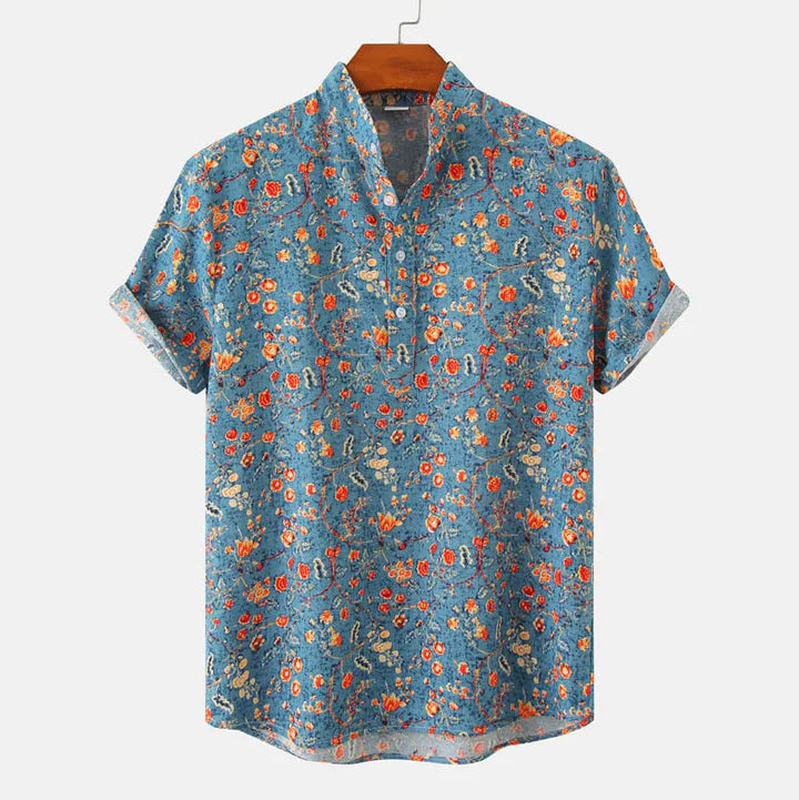 Men's Floral Short Sleeve Shirt | Stylish Summer Attire-Metro Lane Plaza