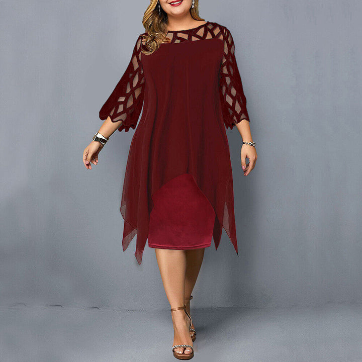Isabella | Elegant Plus Size Midi Dress for Stylish Occasions-Metro Lane Plaza