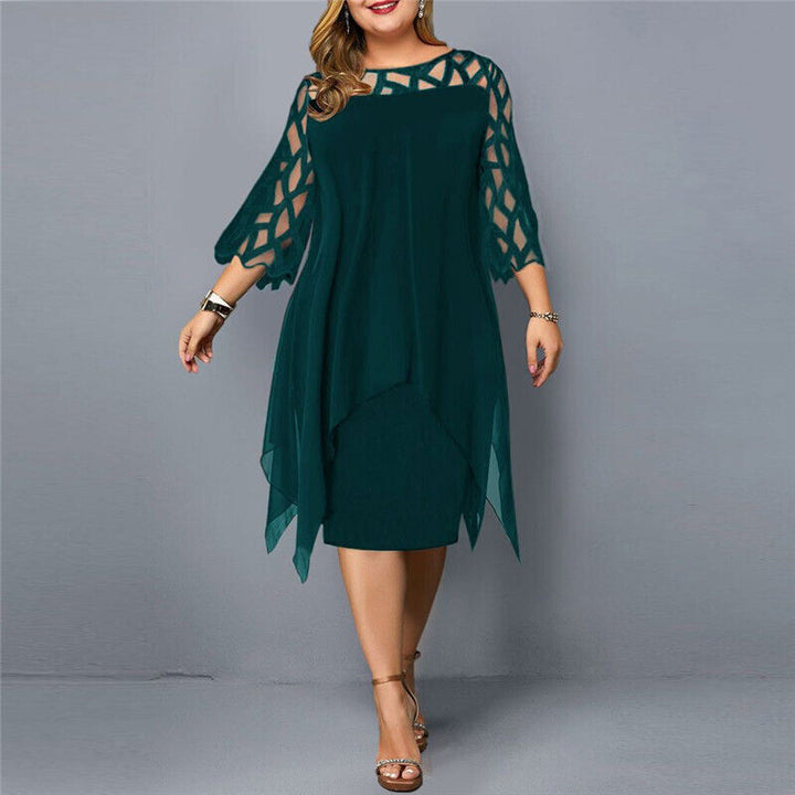 Isabella | Elegant Plus Size Midi Dress for Stylish Occasions-Metro Lane Plaza