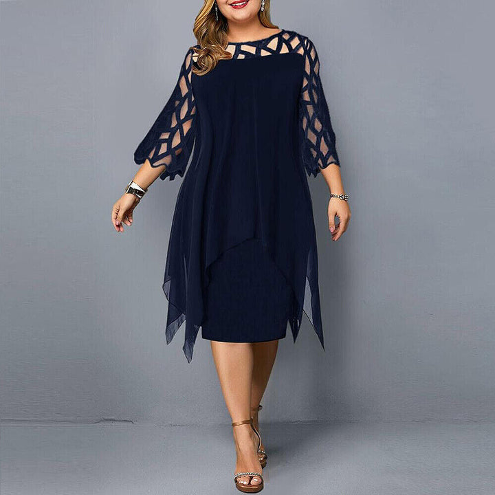 Isabella | Elegant Plus Size Midi Dress for Stylish Occasions-Metro Lane Plaza