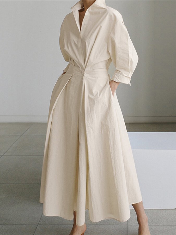 Sadie | Women's A-Line Midi Dress with Long Sleeves-Metro Lane Plaza