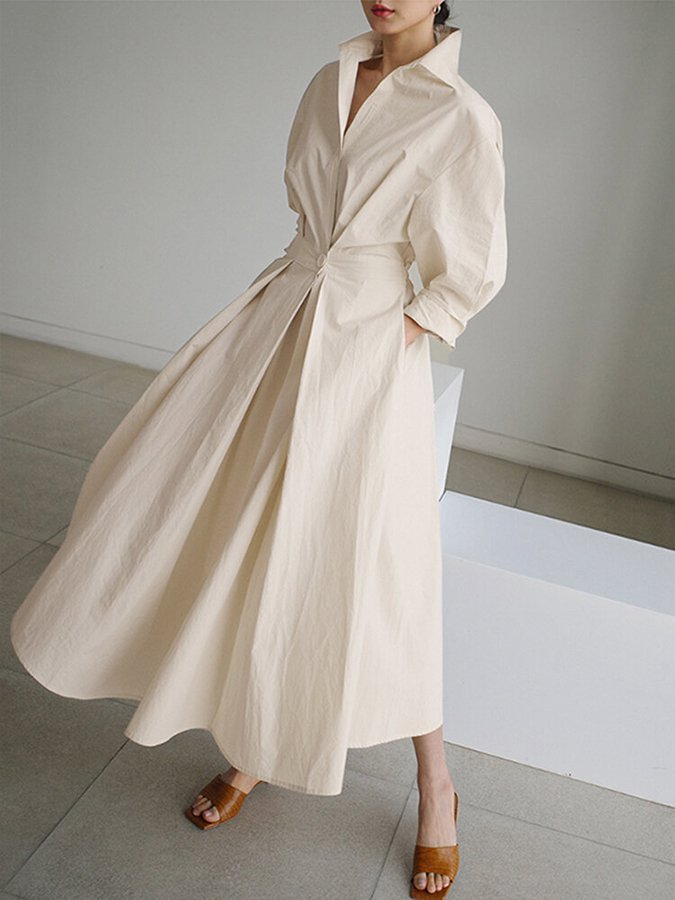 Sadie | Women's A-Line Midi Dress with Long Sleeves-Metro Lane Plaza