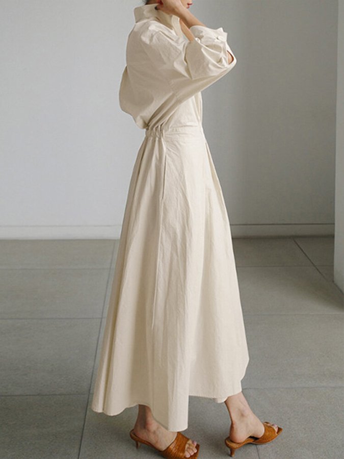 Sadie | Women's A-Line Midi Dress with Long Sleeves-Metro Lane Plaza