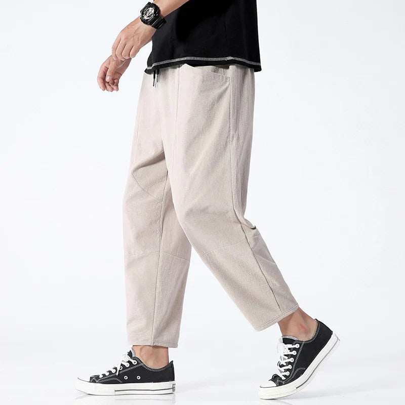 Samuel | Men's Casual Cropped Drawstring Pants-Metro Lane Plaza