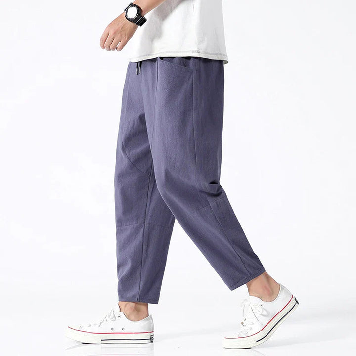 Samuel | Men's Casual Cropped Drawstring Pants-Metro Lane Plaza