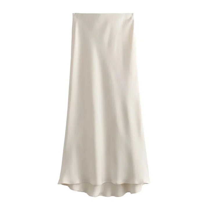 Women's Satin Midi Skirt - Elegant and Versatile Fashion Piece-Metro Lane Plaza