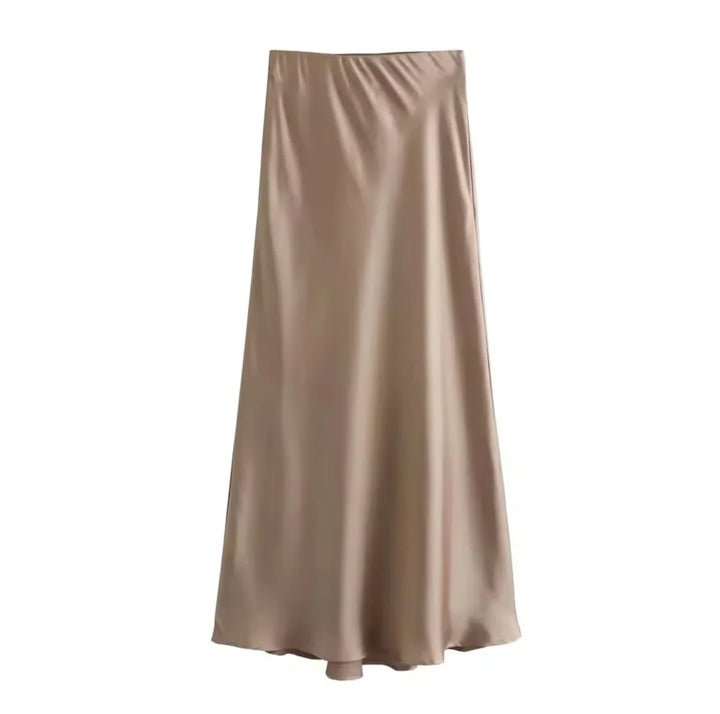 Women's Satin Midi Skirt - Elegant and Versatile Fashion Piece-Metro Lane Plaza