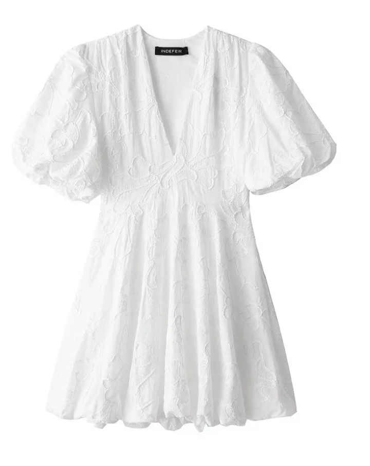 Savannah | Women's V-Neck A-Line Casual Mini Dress-Metro Lane Plaza
