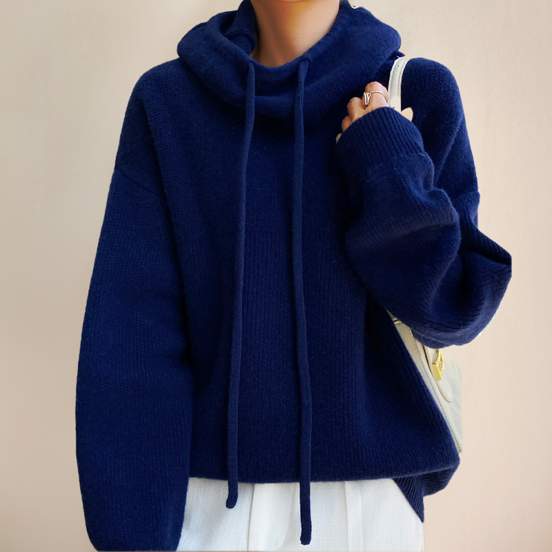 Hyggelig oversized sweater-hoodie til kvinder med sjalskrave