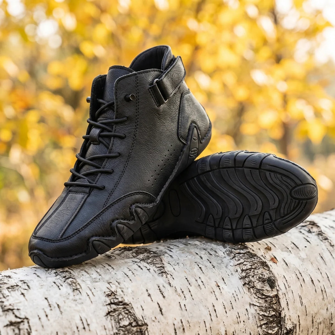Sneakers alte da uomo in vera pelle con suola ondulata