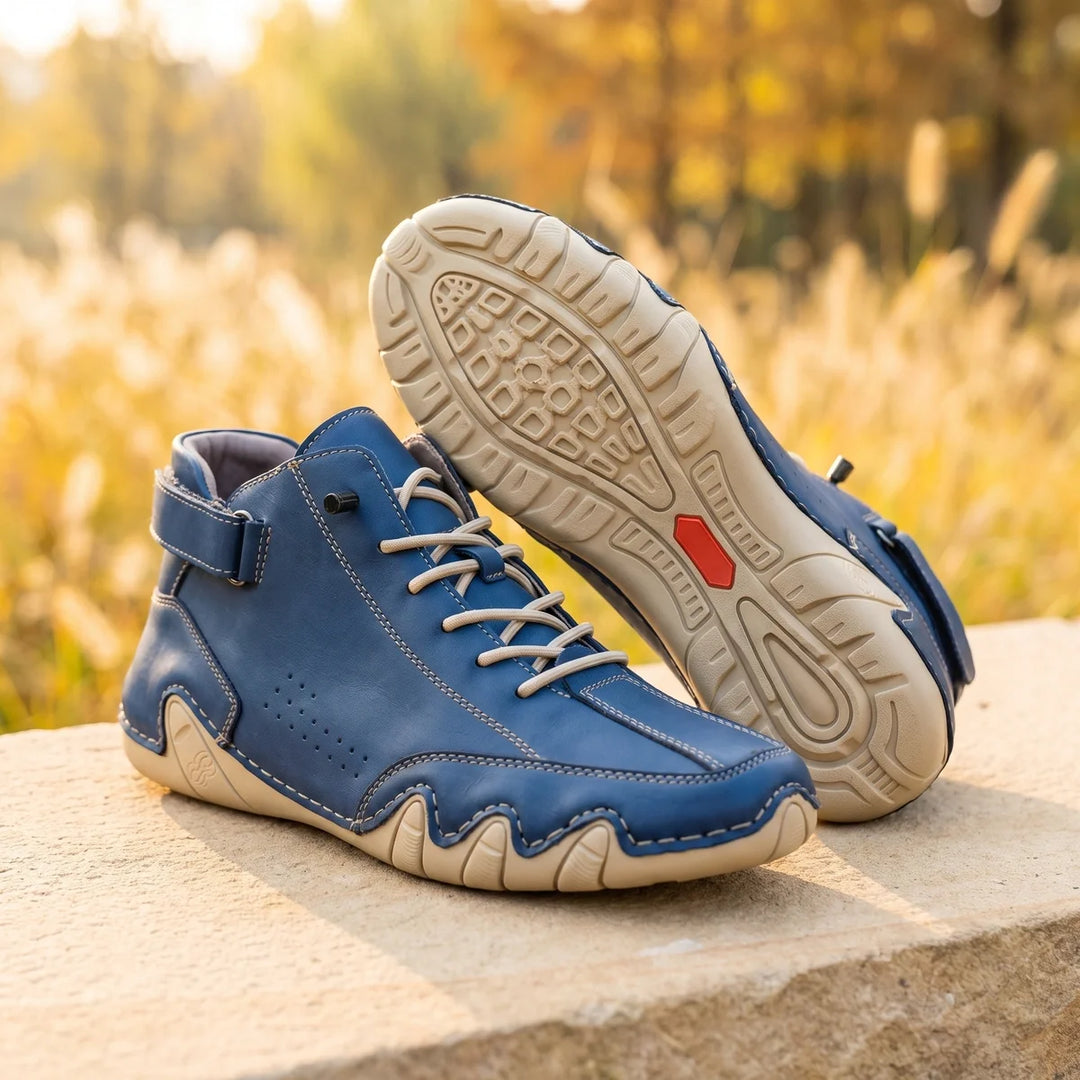 Sneakers alte da uomo in vera pelle con suola ondulata