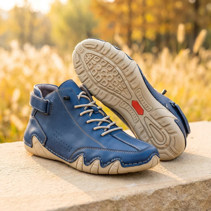 Sneakers alte da uomo in vera pelle con suola ondulata