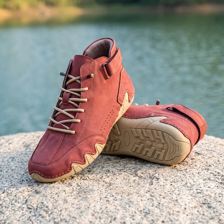 Sneakers alte da uomo in vera pelle con suola ondulata