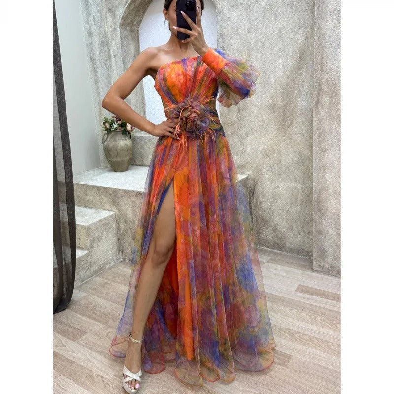 Shannon | Women's One Shoulder Long Maxi Dress-Metro Lane Plaza