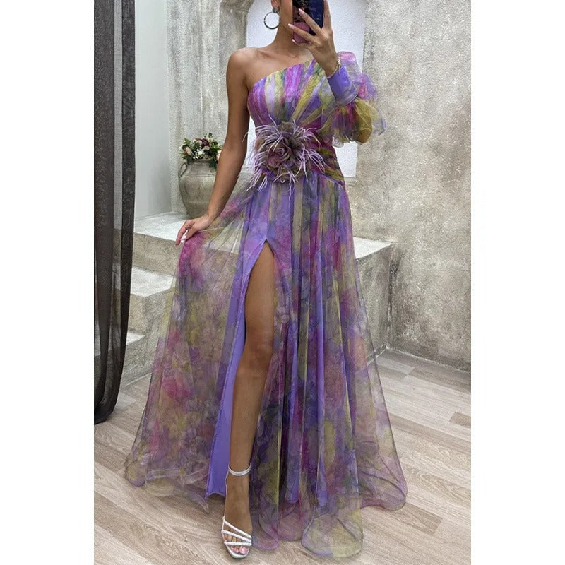 Shannon | Women's One Shoulder Long Maxi Dress-Metro Lane Plaza