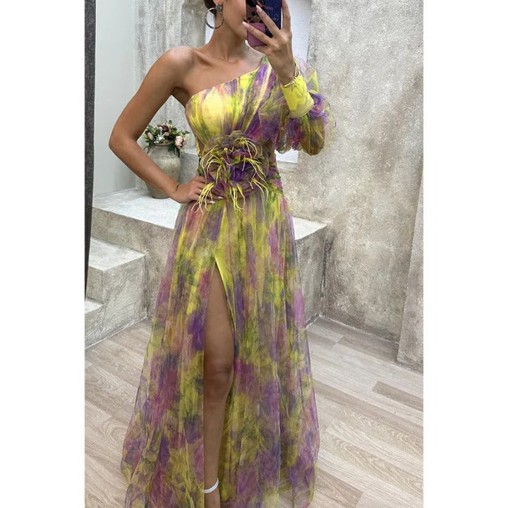 Shannon | Women's One Shoulder Long Maxi Dress-Metro Lane Plaza
