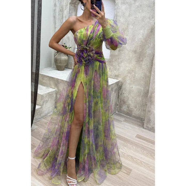 Shannon | Women's One Shoulder Long Maxi Dress-Metro Lane Plaza