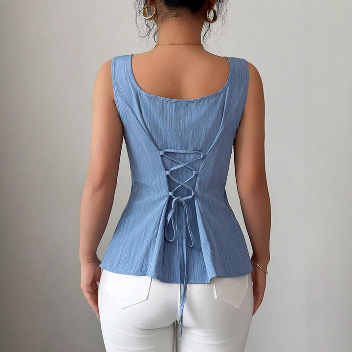 Shannon | Women's Sleeveless Peplum Top-Metro Lane Plaza