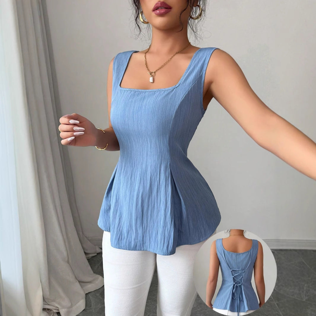 Shannon | Women's Sleeveless Peplum Top-Metro Lane Plaza