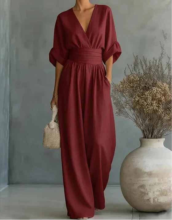 Macacão elegante de pernas largas para mulher