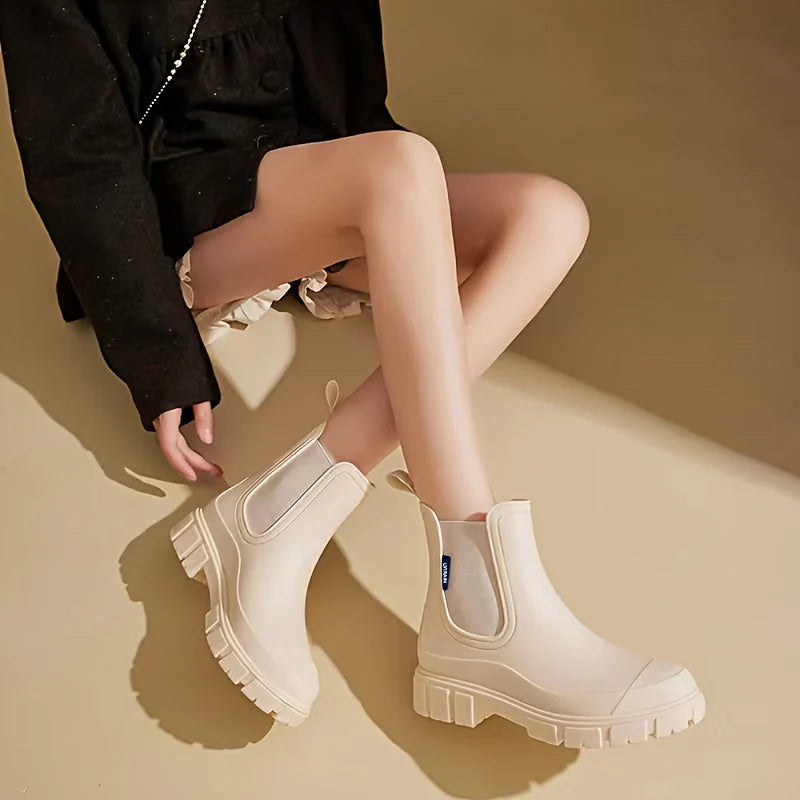 Women's Stylish Waterproof Rain Boots with Non-Slip Sole-Metro Lane Plaza