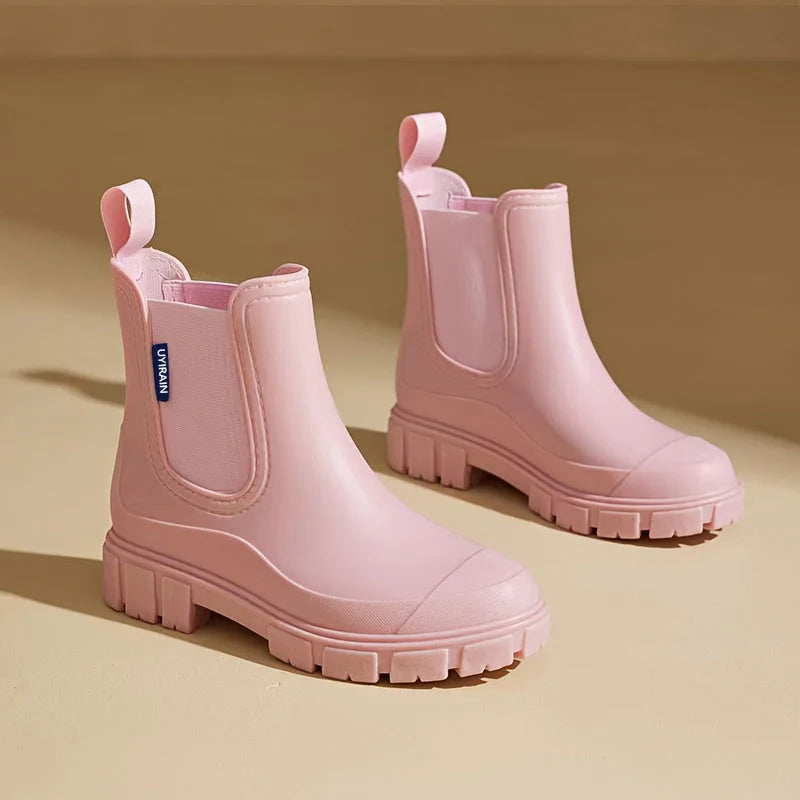 Women's Stylish Waterproof Rain Boots with Non-Slip Sole-Metro Lane Plaza