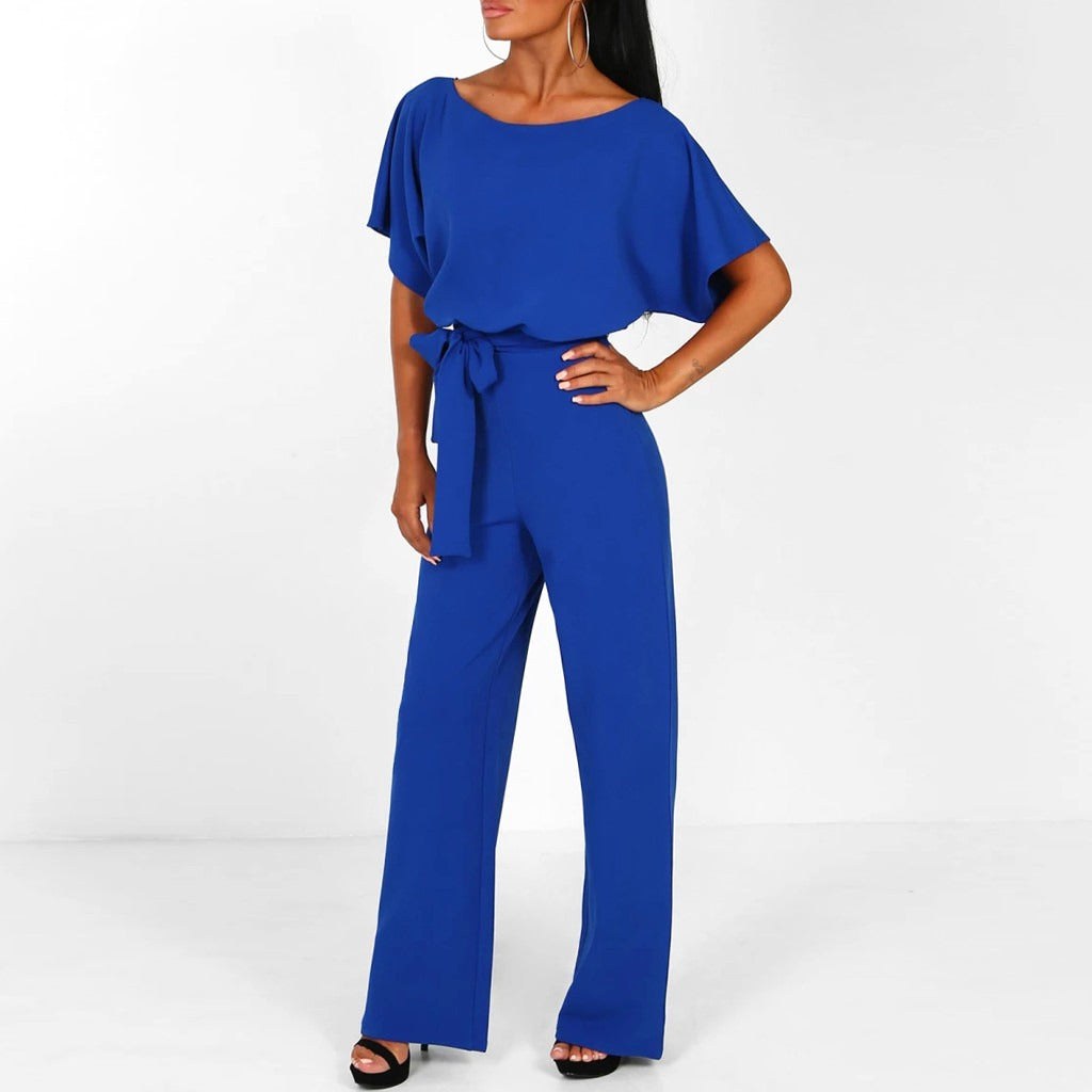 Damjumpsuit med knytning framtill och fladdermusärmar