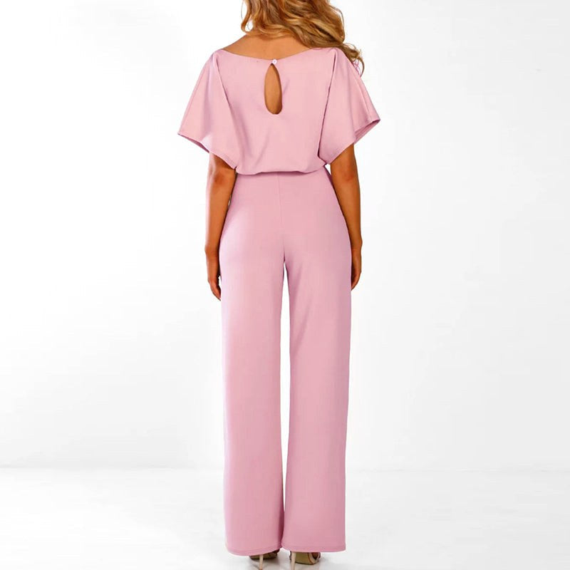 Damjumpsuit med knytning framtill och fladdermusärmar