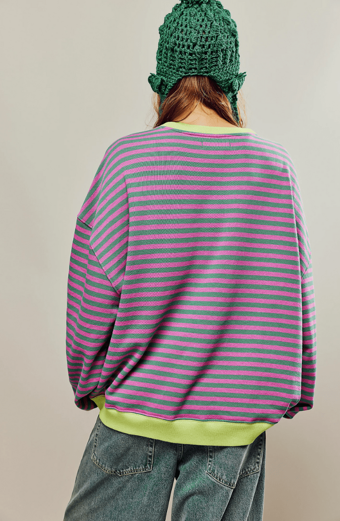 Sudadera extragrande a rayas y de corte holgado para mujer