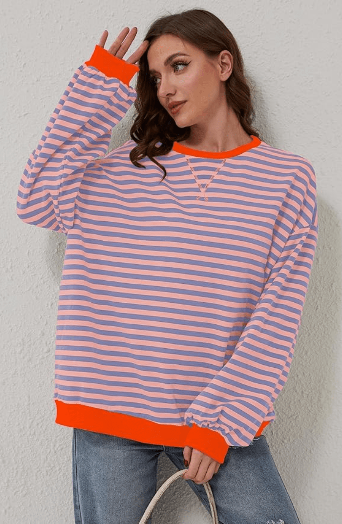 Sudadera extragrande a rayas y de corte holgado para mujer