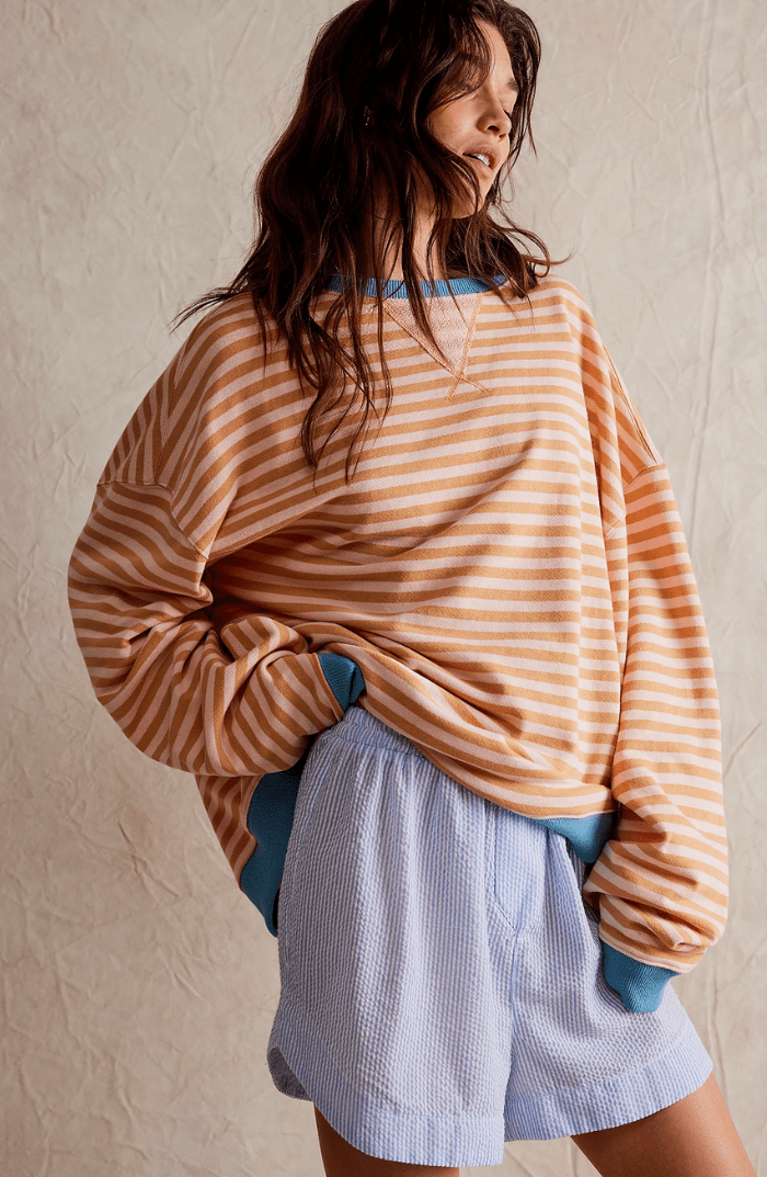 Sudadera extragrande a rayas y de corte holgado para mujer