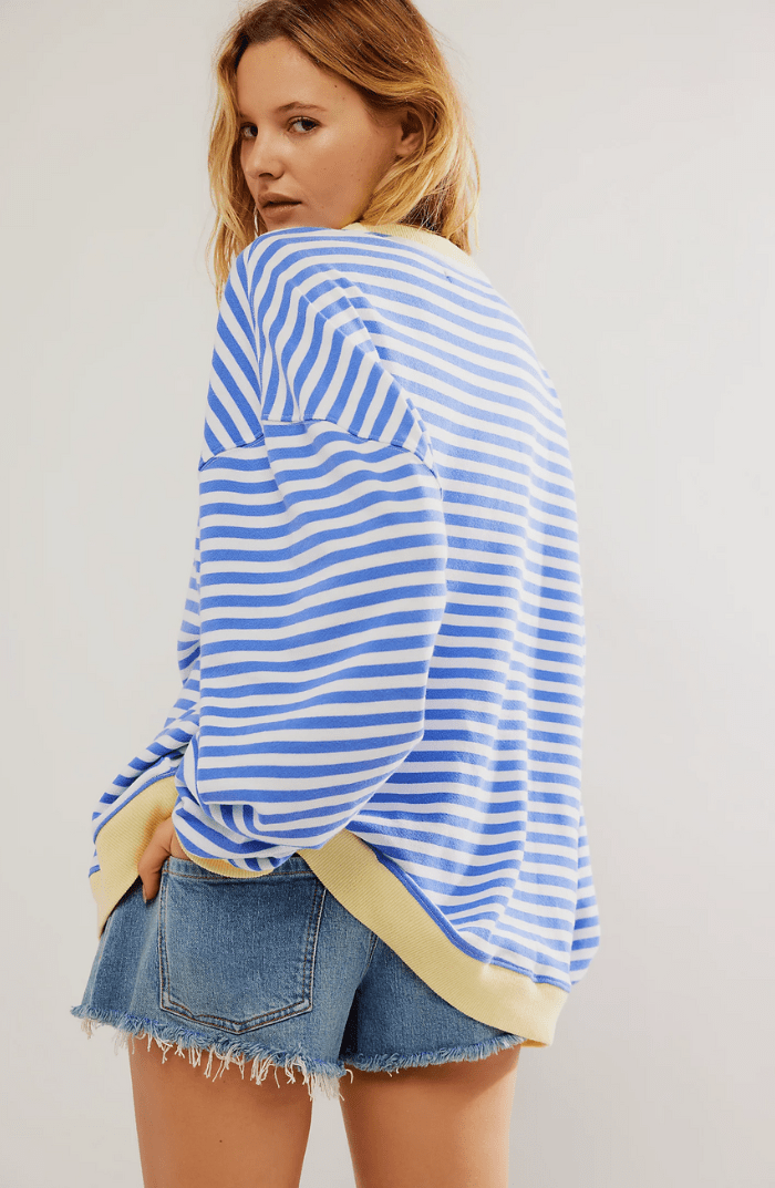 Sudadera extragrande a rayas y de corte holgado para mujer