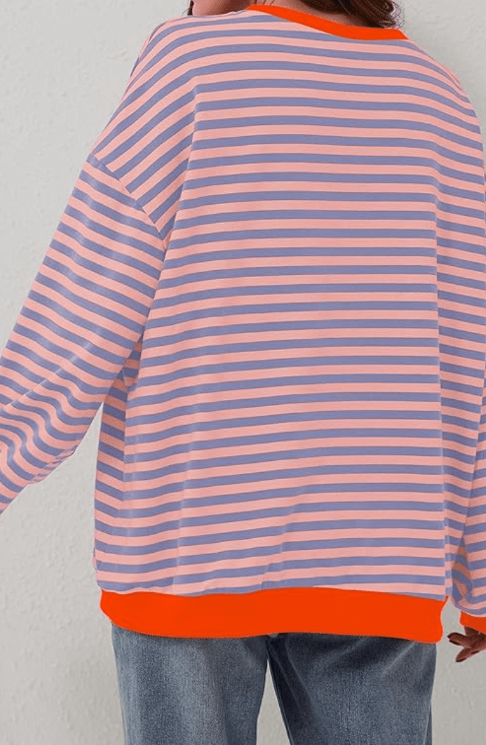 Sudadera extragrande a rayas y de corte holgado para mujer