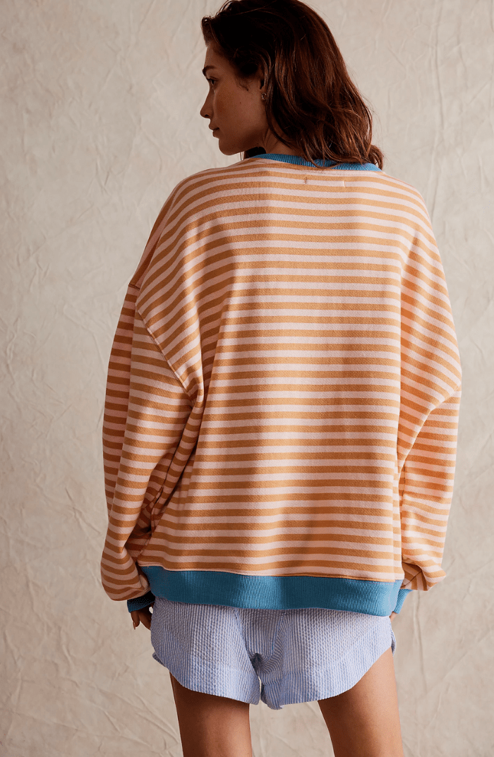 Sudadera extragrande a rayas y de corte holgado para mujer