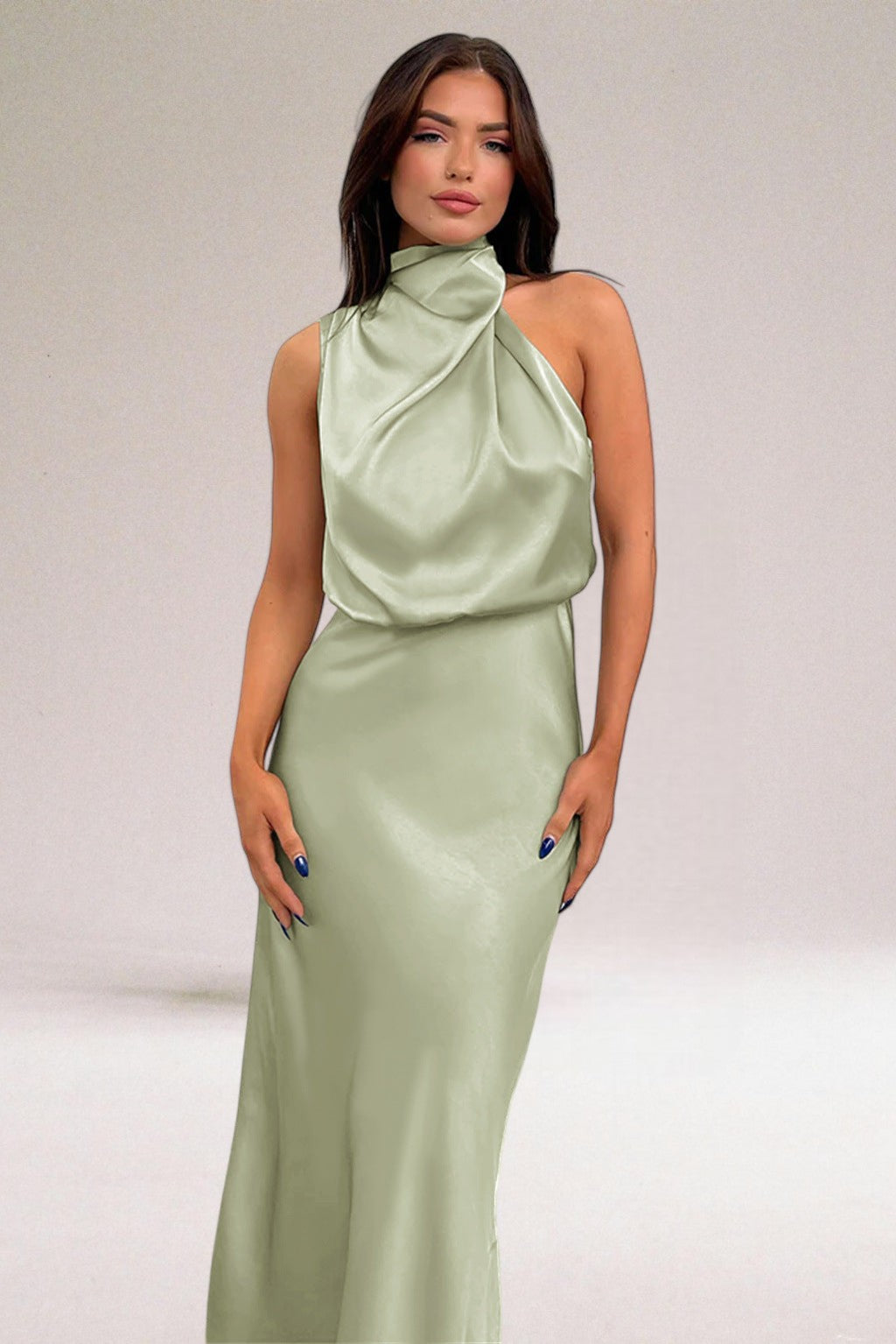 Tammy | Women's Sleeveless Halter Midi Dress for Summer Style-Metro Lane Plaza
