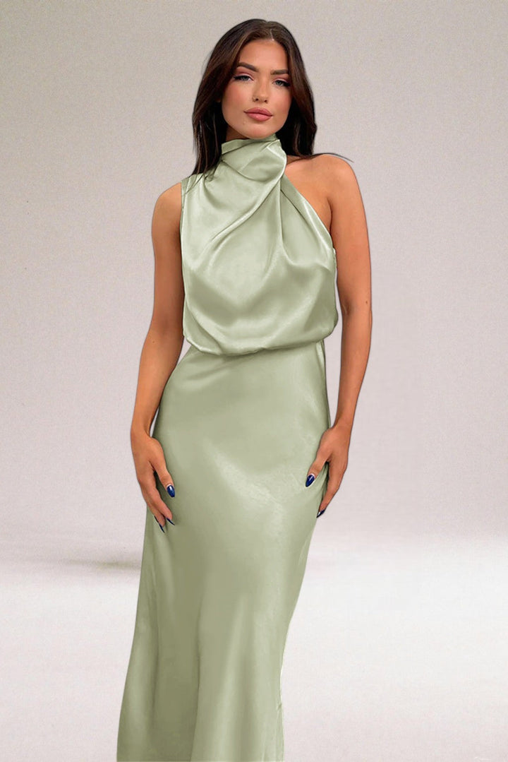 Tammy | Women's Sleeveless Halter Midi Dress for Summer Style-Metro Lane Plaza