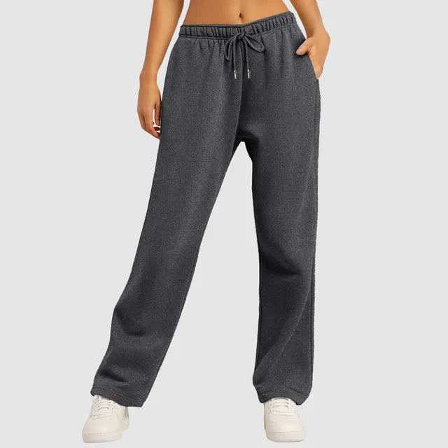 Tara | Women's Lined Wide Leg Jogging Pants-Metro Lane Plaza