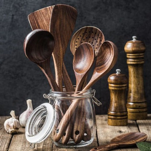 Artisan Teakwood Cooking Utensil Set-Metro Lane Plaza