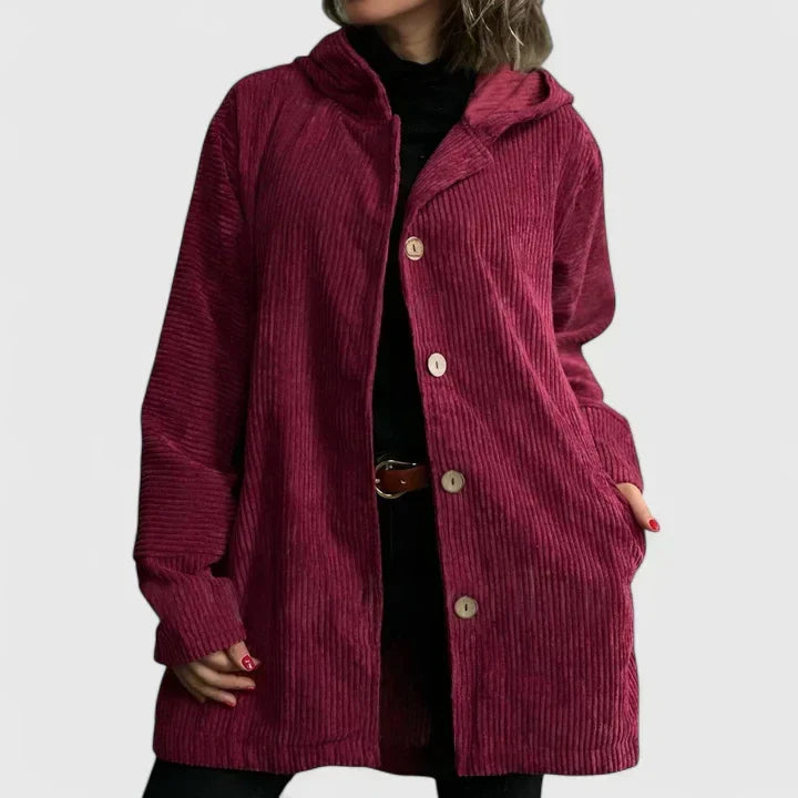 Damen-Cordjacke mit Kapuze