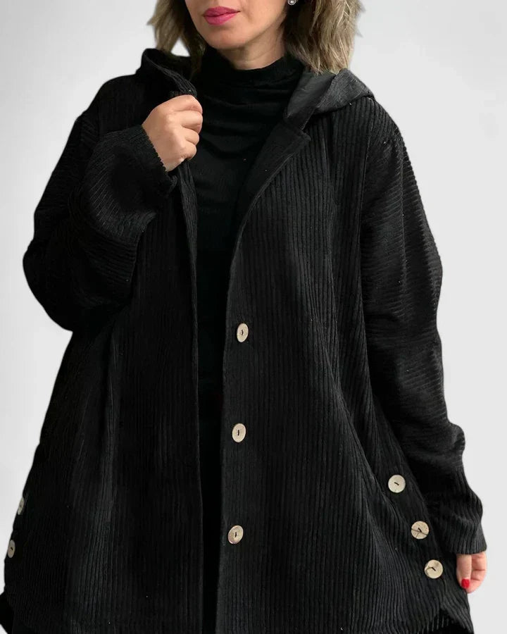 Damen-Cordjacke mit Kapuze