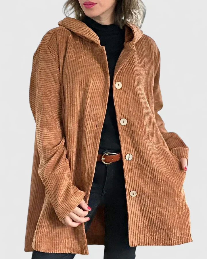 Damen-Cordjacke mit Kapuze