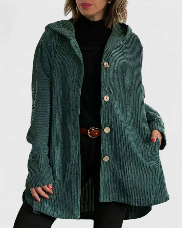 Damen-Cordjacke mit Kapuze