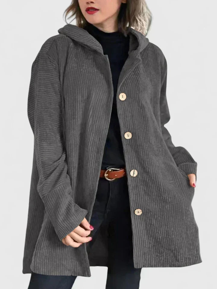 Damen-Cordjacke mit Kapuze