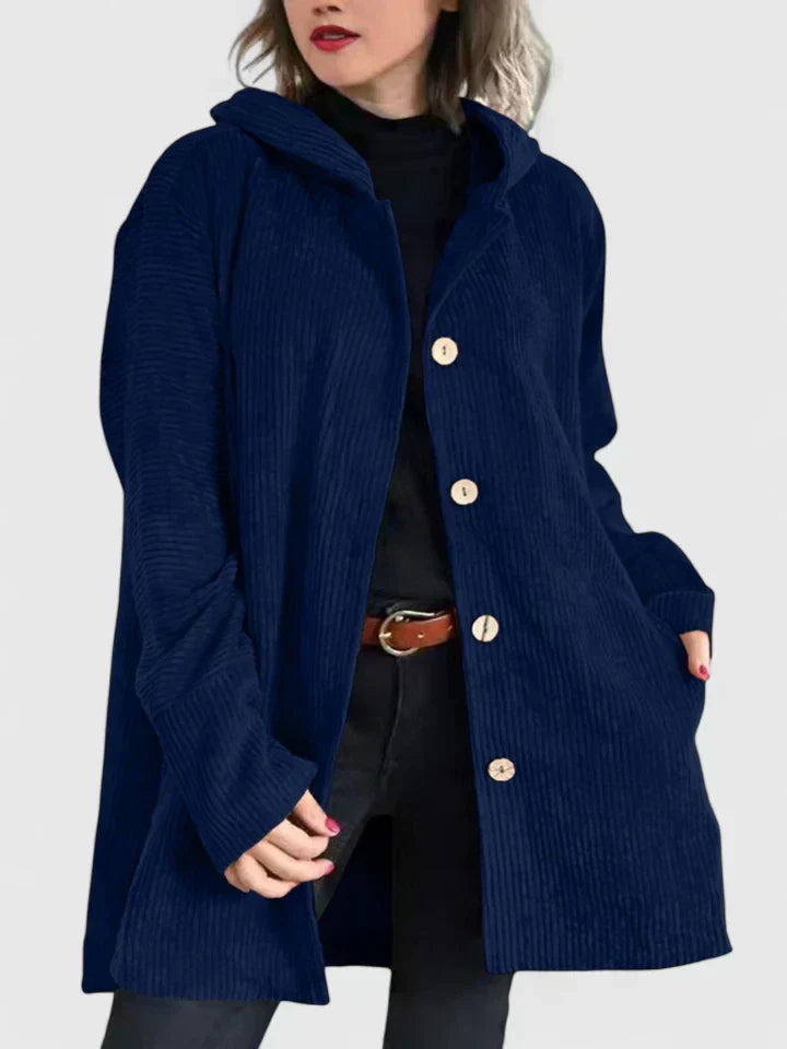 Damen-Cordjacke mit Kapuze