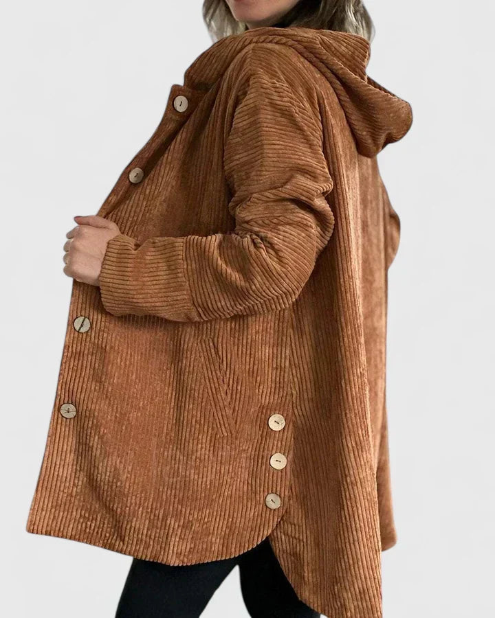 Damen-Cordjacke mit Kapuze