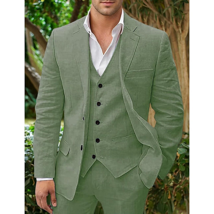 Men's Stylish Linen Blazer, Waistcoat, and Trousers Set-Metro Lane Plaza