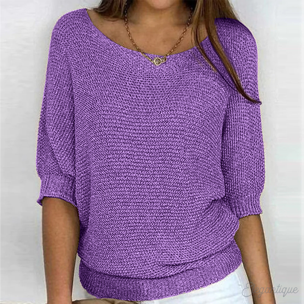 Pull en maille élégant à col rond pour femme