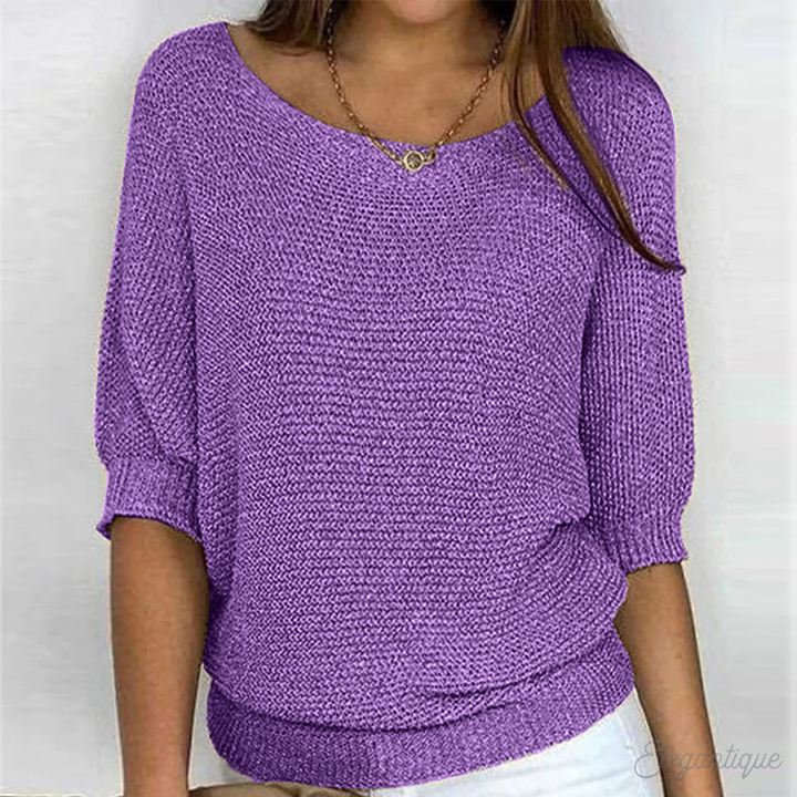 Pull en maille élégant à col rond pour femme