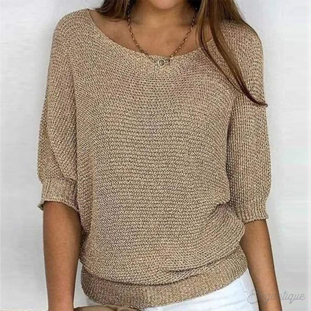 Pull en maille élégant à col rond pour femme