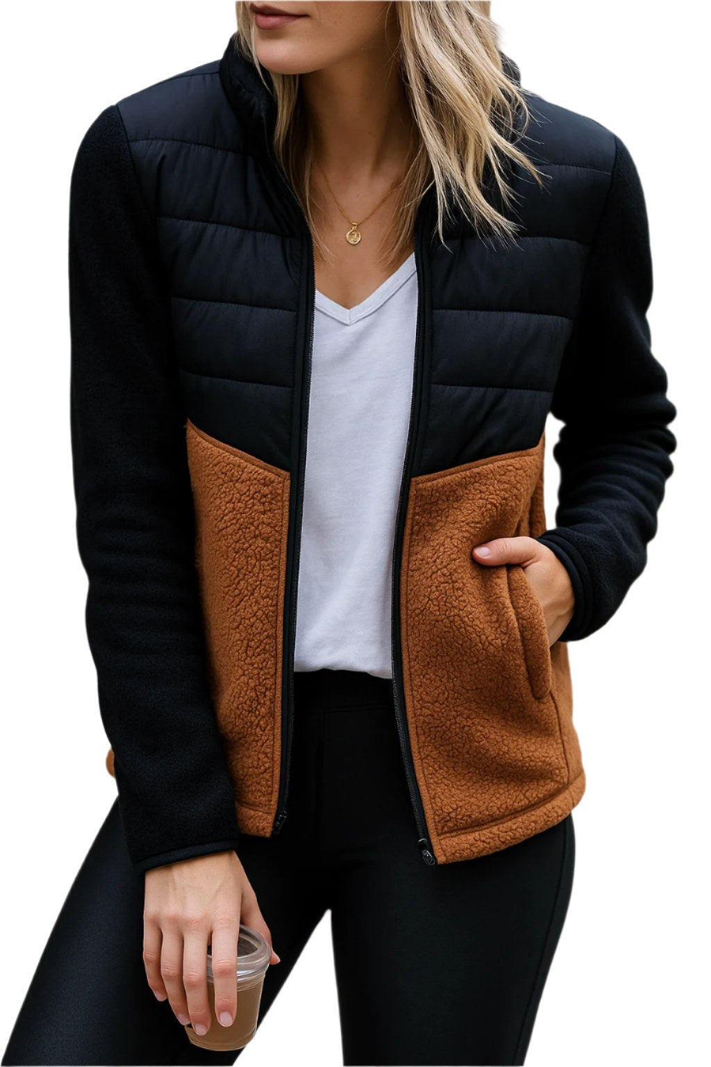 Women's Lightweight Puffer Jacket, Fleece-Lined Autumn Coat